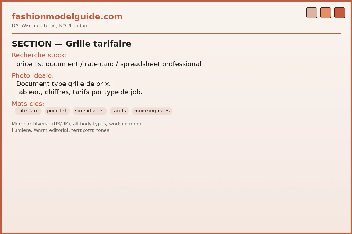 Model rate card — rates by job type